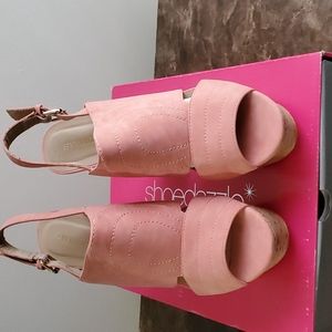 Pink cork wedge sandals 9M